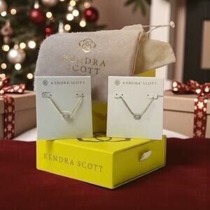 Kendra Scott Mini Elisa Necklace Duo (2) Gold & Pink Opalite NIB Boxes + Pouches